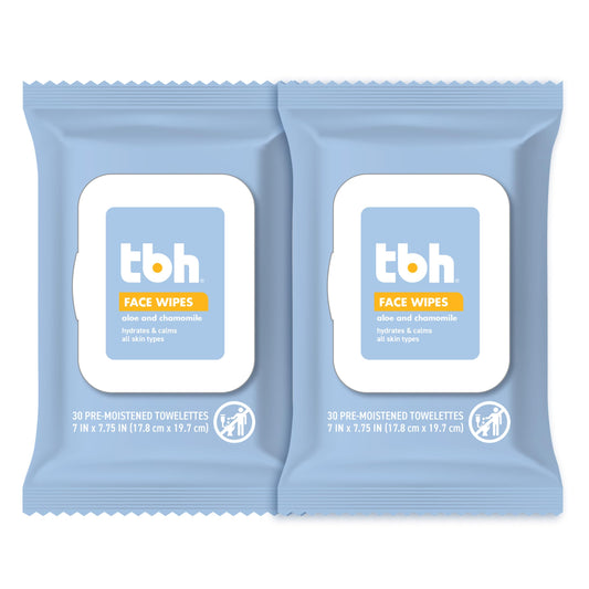 TBH Kids Gentle Facial Wipes – Daily Cleansing & Hydrating Face Wipes for Preteens & Teens, Sensitive & Acne-Prone Skin – Chamomile & Calendula – Clean Beauty, Dermatologist Tested, Sulfate & Paraben-Free – 30 Ct (2 Pack)