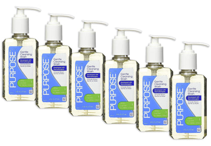 Purpose Gentle Cleansing Wash for Sensitive Skin, Soap-Free Daily Cleanser, Face & Body Wash, 6 oz Bottles (Pack of 6)