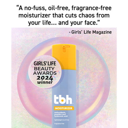 TBH Kids Oil-Free Face Moisturizer for Tweens & Teens – Lightweight Hydrating Moisturizer for Sensitive & Acne-Prone Skin – Vitamin C, Peptides & Hyaluronic Acid – Clean Beauty, Sulfate & Paraben-Free – 3.3 oz